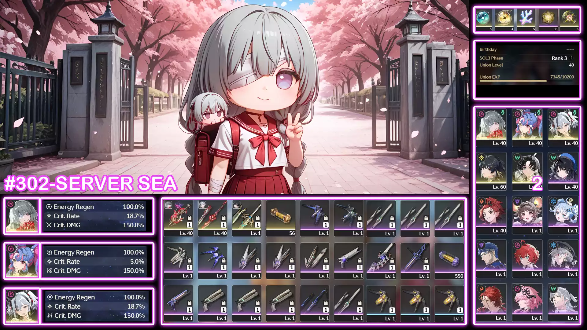 Phrolova trấn + Camellya trấn + Roccia + jianxin C2 ( sever sea )